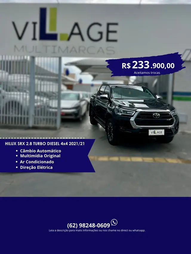 Carro Toyota Hilux Cabine Dupla 2021 SRX 2.8 TDI CD 4x4 (Aut)