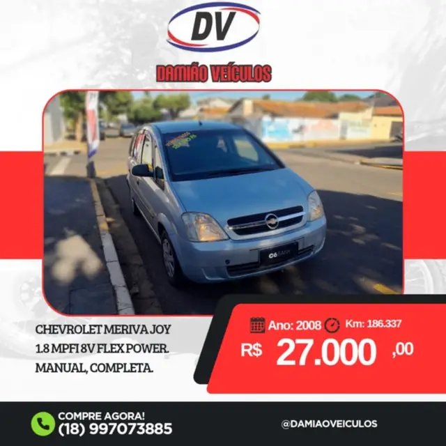 Carro Chevrolet Meriva 2008 Joy 1.8 (Flex)