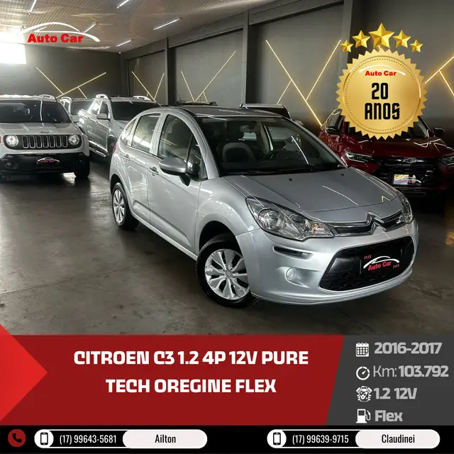 Carro Citroën C3 2017 Origine 1.2 12V (Flex)