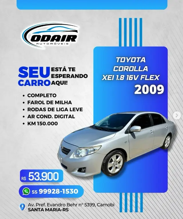 Carro Toyota Corolla 2009 Sedan XEi 1.8 16V (flex)