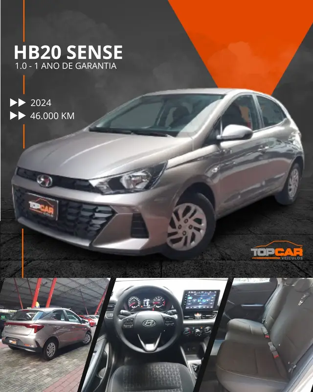 Carro Hyundai HB20 2024 Sense 1.0 (Mec.)