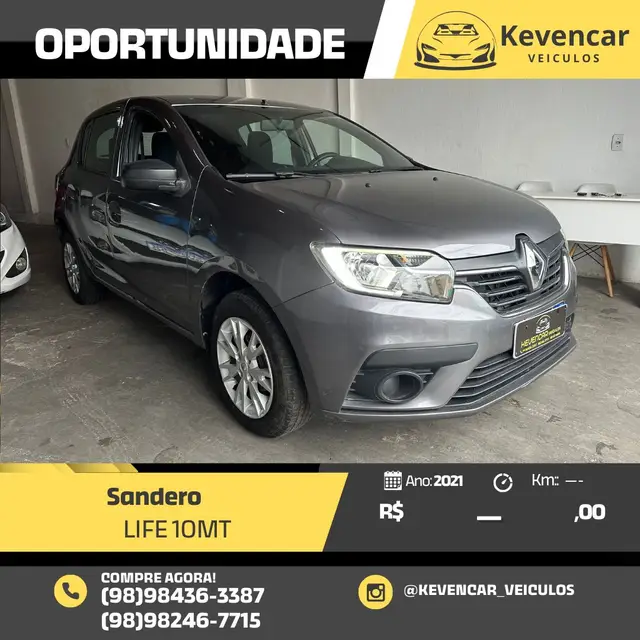 Carro Renault Sandero 2021 Life 1.0 12V SCe (Flex)