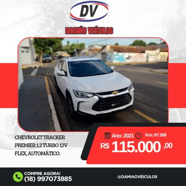 Carro Chevrolet Tracker 2021 Premier 1.2 Turbo (Aut) (Flex)