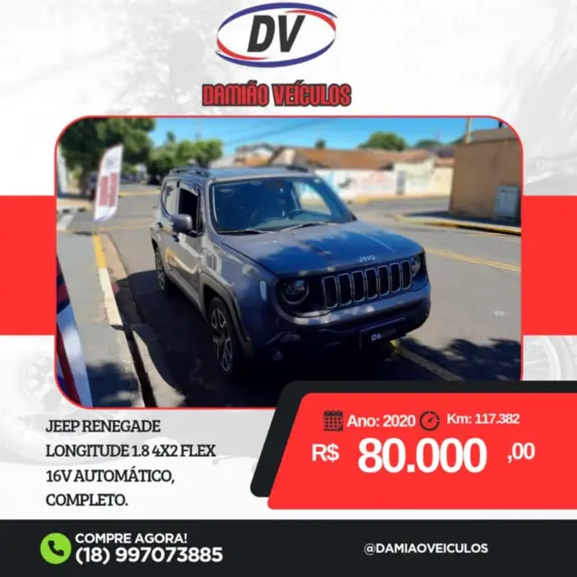 Carro Jeep Renegade 2020 Longitude 1.8 4x2 (Aut) (Flex)