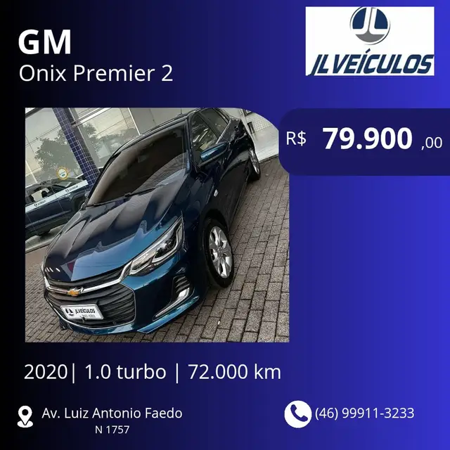 Carro Chevrolet Onix 2020 Premier 1.0 Turbo (Flex) (Aut)