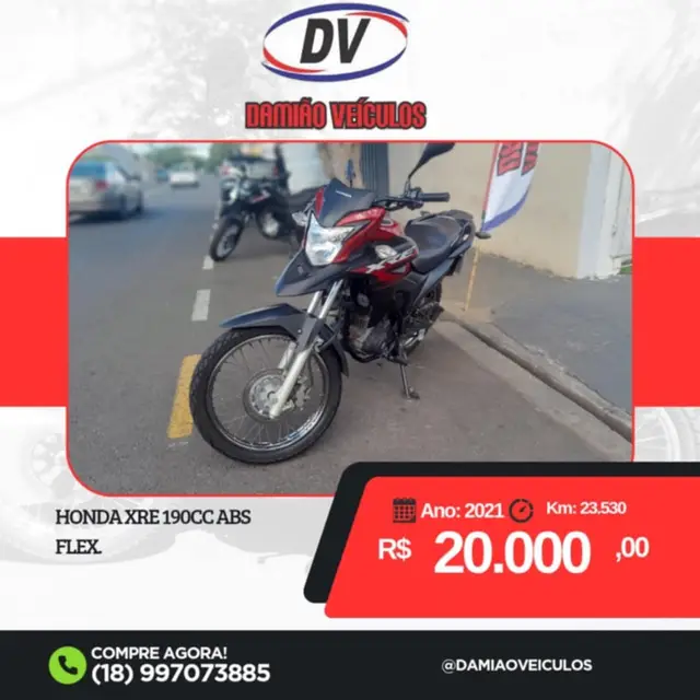 Carro Honda XRE 190 2021 (ABS) (Flex)