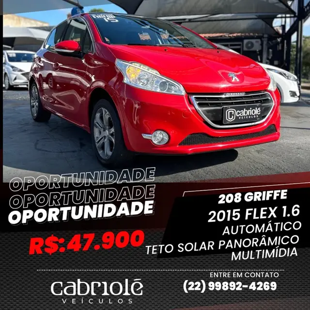 Carro Peugeot 208 2015 Griffe  1.6 16V (Flex) (Aut)