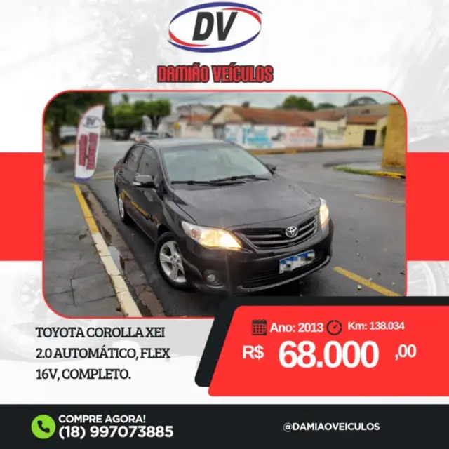 Carro Toyota Corolla 2013 2.0 XEi Multi-Drive S (Flex)