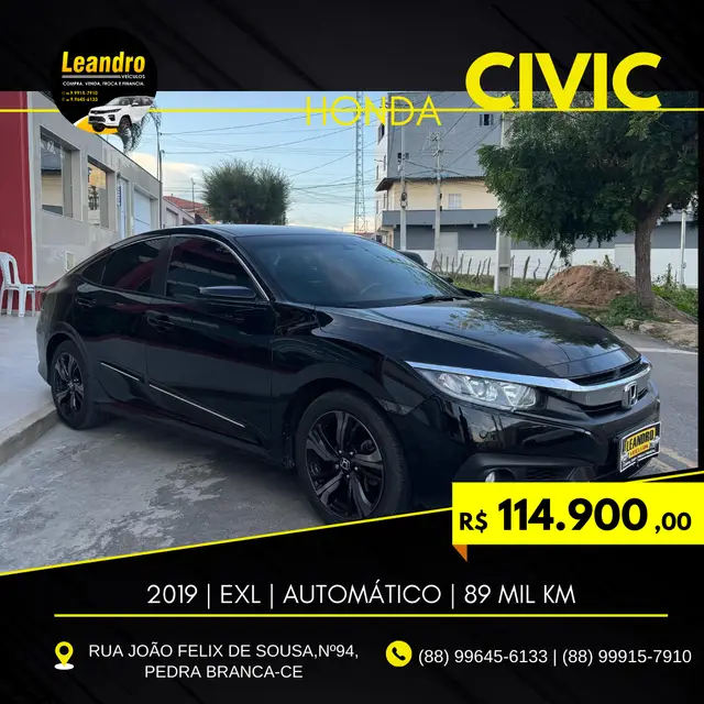 Carro Honda Civic 2019 EXL 2.0 i-VTEC CVT