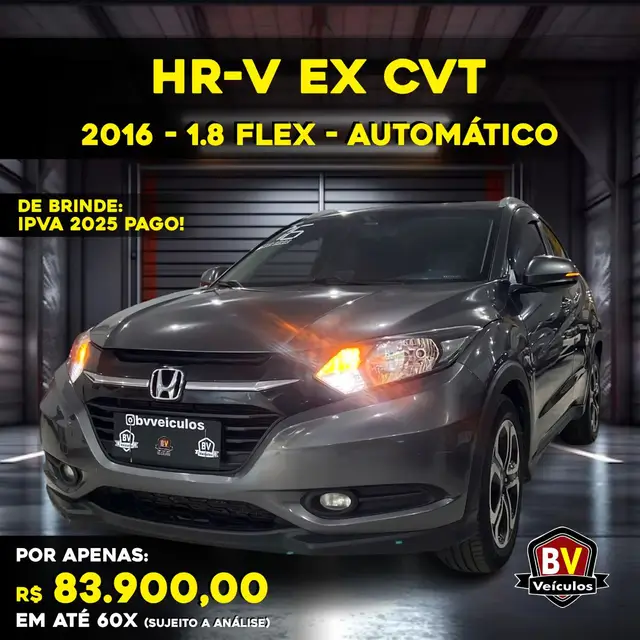 Carro Honda HR-V 2016 EX CVT 1.8 I-VTEC FlexOne