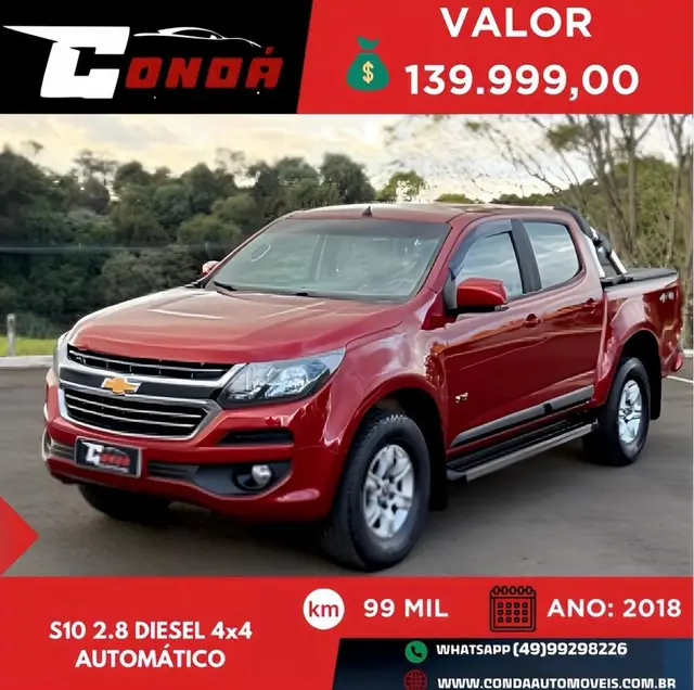 Carro Chevrolet S10 Cabine Dupla 2018 S10 2.8 CTDI LT 4WD (Cabine Dupla) (Aut)