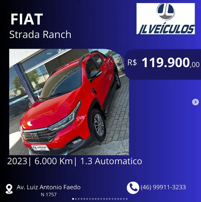 Carro Fiat Strada 2024 Ranch 1.0 Turbo