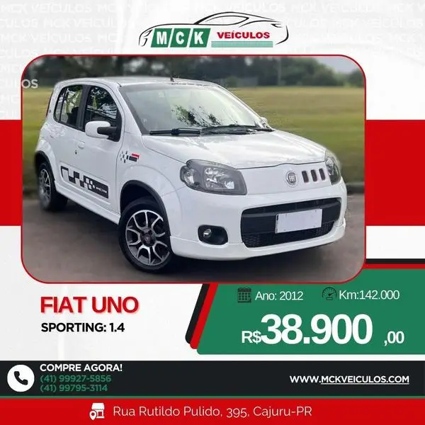 Carro Fiat Uno 2012 Sporting 1.4 8V (Flex) 4p