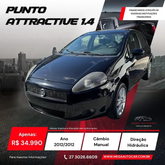 Carro Fiat Punto 2012 ATTRACTIVE ITALIA 1.4 F.Flex 8V 5p