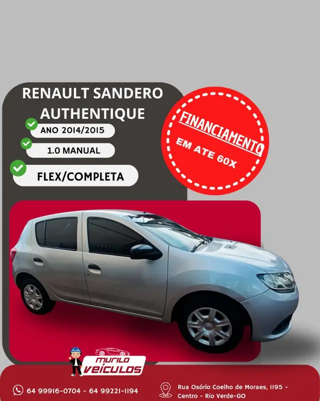 Carro Renault Sandero 2015 Authentique HIi-Power 1.0 16V (Flex)