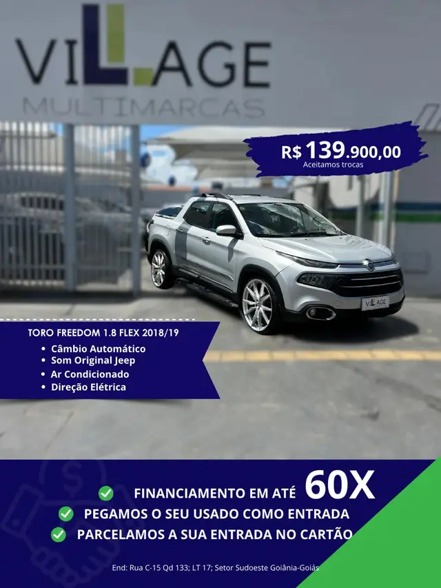 Carro Fiat Toro 2019 Freedom 1.8 AT6 4x2 (Flex)