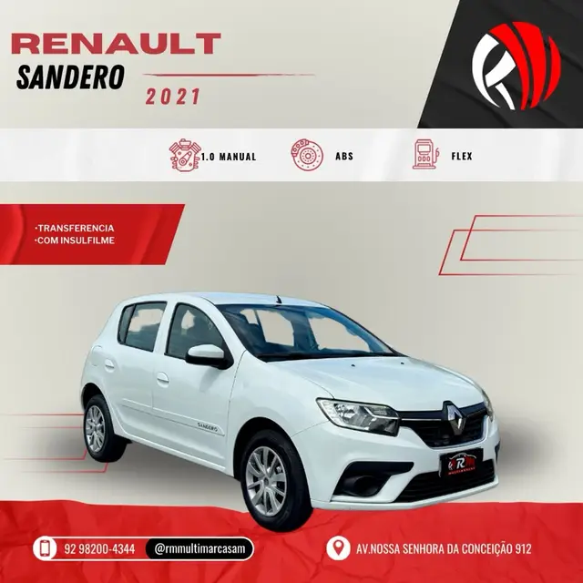 Carro Renault Sandero 2021 Life 1.0 12V SCe (Flex)