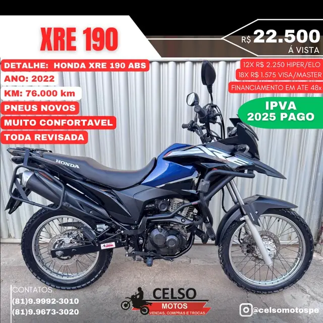 Carro Honda XRE 190 2022 (ABS) (Flex)
