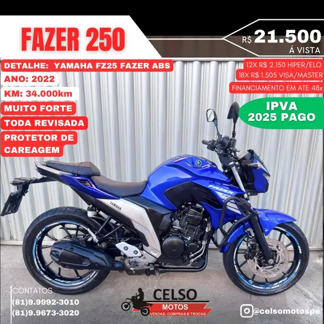 Carro Yamaha Fazer 250 2022 FZ25 250 ABS