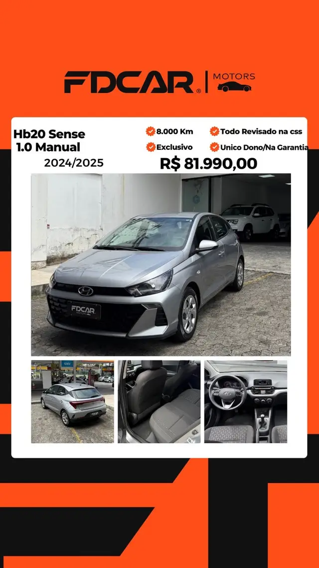 Carro Hyundai HB20 2025 1.0 Sense (Mec.)
