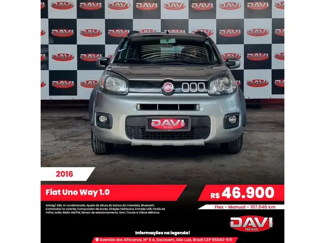 Carro Fiat Uno 2016 Way 1.0 8V (Flex) 4p
