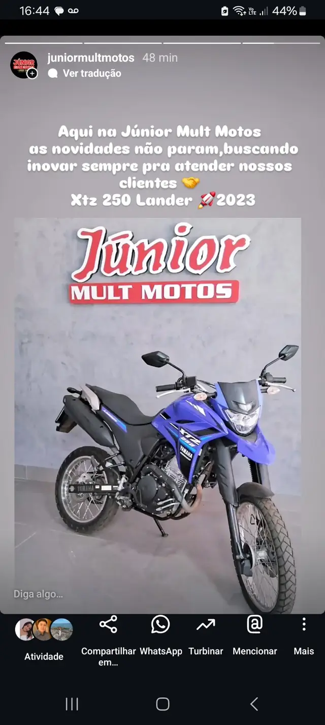 Carro Yamaha XTZ 250 Lander 2023 ABS
