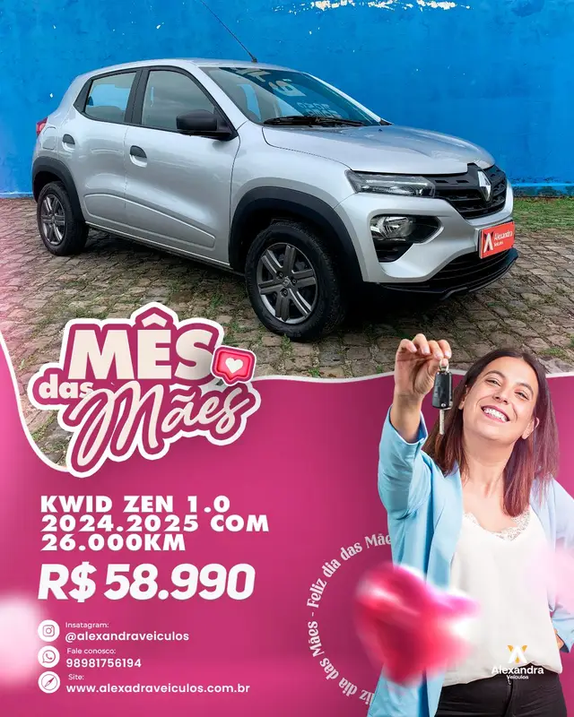 Carro Renault Kwid 2025 Zen 1.0 12v SCe (Flex)