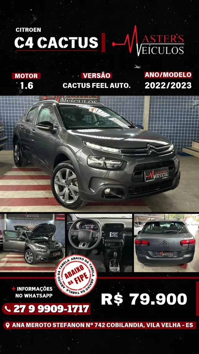 Carro Citroën C4 Cactus 2023 1.6 Feel (Aut) (Flex)
