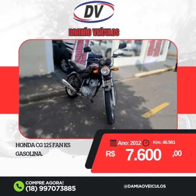 Carro Honda CG 125 2012 Fan KS