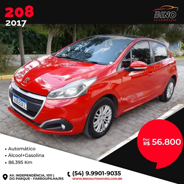 Carro Peugeot 208 2017 Allure 1.6 16V (Flex) (Aut)