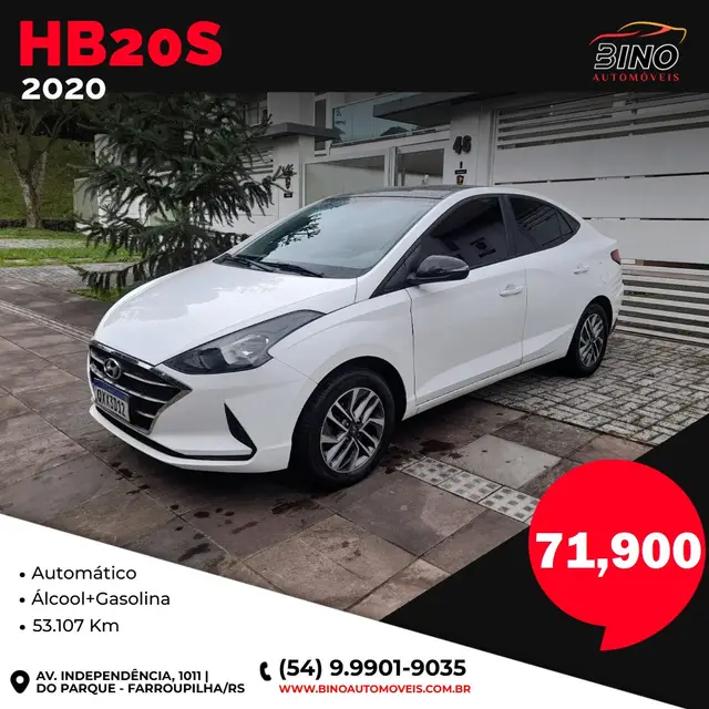 Carro Hyundai HB20S 2020 1.0 Evolution (Flex)