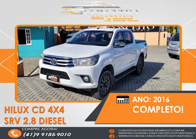 Carro Toyota Hilux Cabine Dupla 2016 Hilux 2.8 TDI SRV CD 4x4 (Aut)