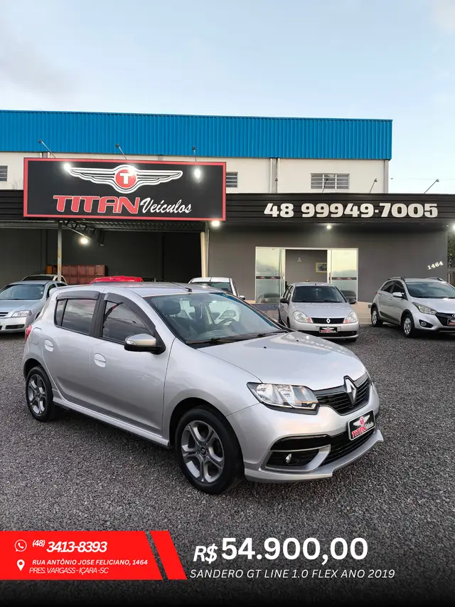 Carro Renault Sandero 2019 GT Line 1.0 12v (Flex)