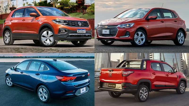 Carros mais vendidos em 2020 por categoria: hatch, SUV, sedan e picape