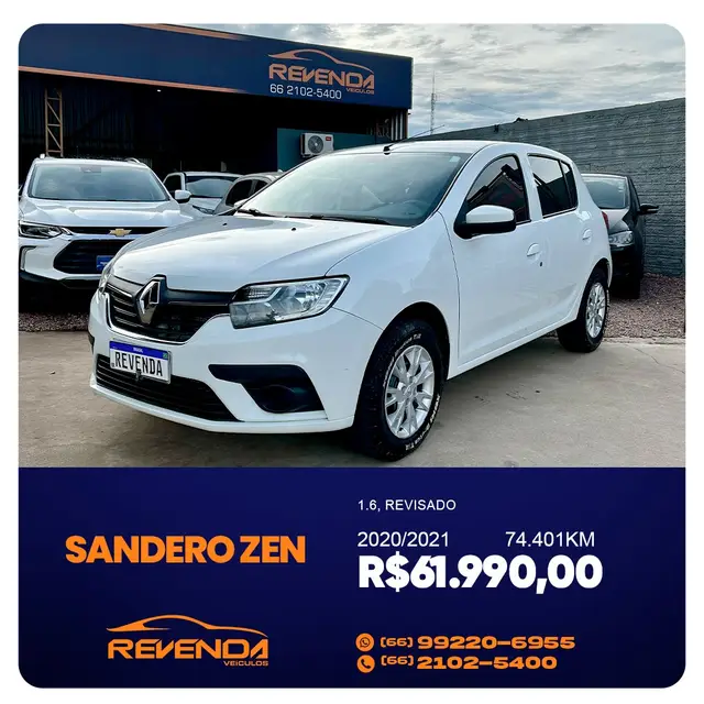 Carro Renault Sandero 2021 Zen 1.6 16V SCe (Flex)