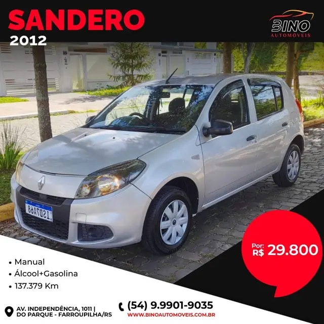 Carro Renault Sandero 2012 Authentique 1.0 16V (flex)