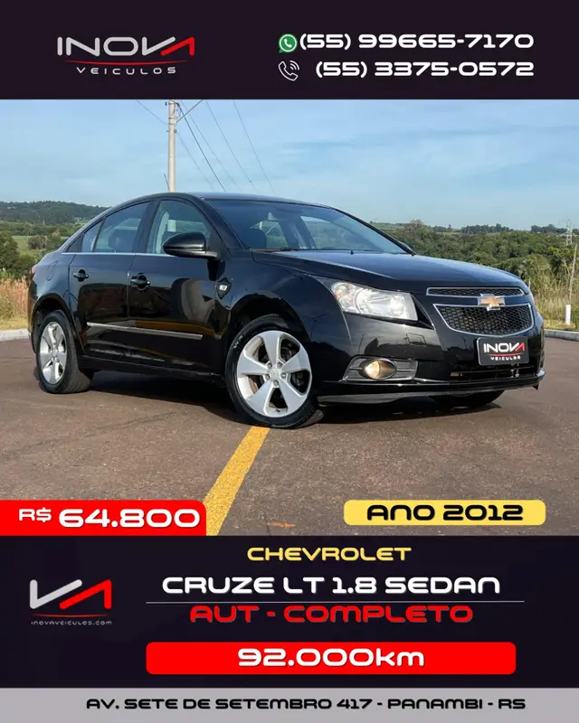 Carro Chevrolet Cruze 2012 LT 1.8 16V Ecotec (Flex)