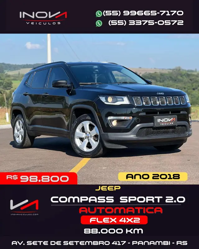 Carro Jeep Compass 2018 2.0 Sport 4x2 (Aut) (Flex)