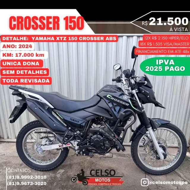 Carro Yamaha XTZ 150 Crosser 2024 S