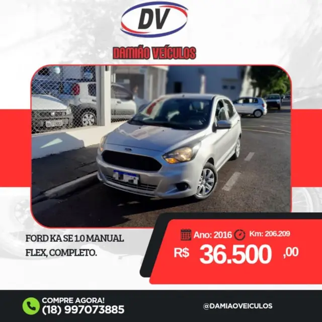Carro Ford Ka 2016 SE 1.0 (Flex)