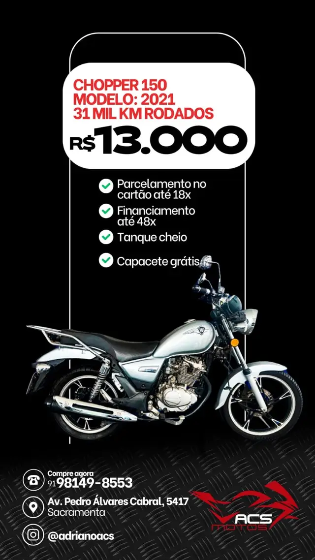 Carro Haojue Chopper Road 150 2021 149 cc