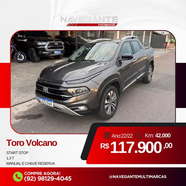 Carro Fiat Toro 2022 Volcano 1.3
