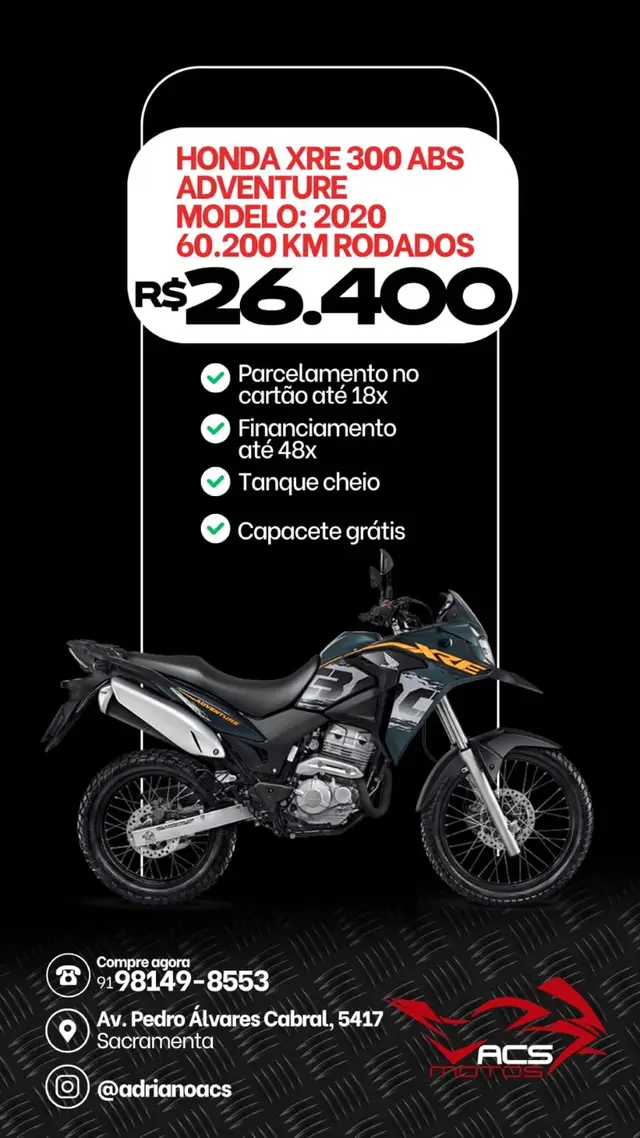 Carro Honda XRE 300 2020 (ABS) (Flex)
