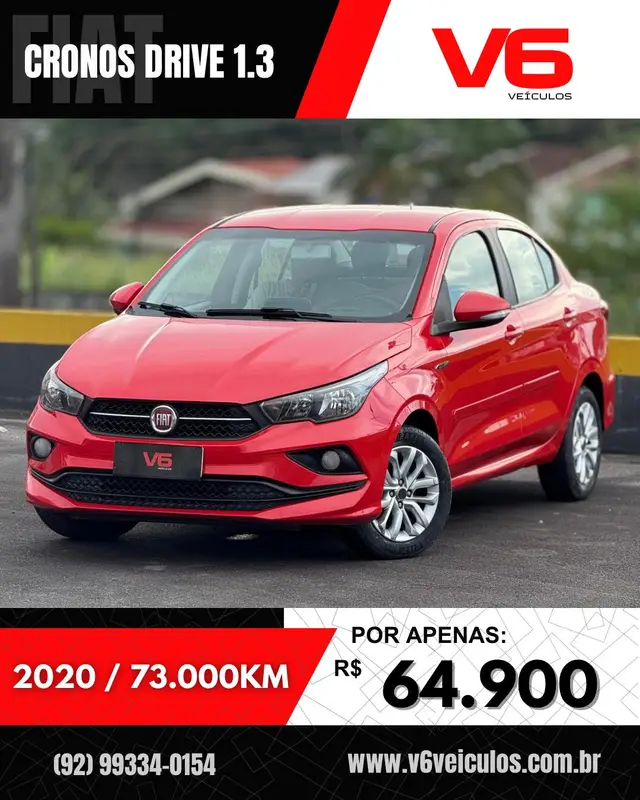 Carro Fiat Cronos 2020 1.3 Drive Firefly (Flex)
