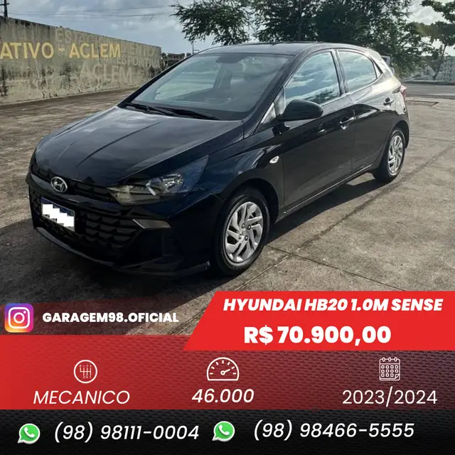 Carro Hyundai HB20 2024 Sense 1.0 (Mec.)