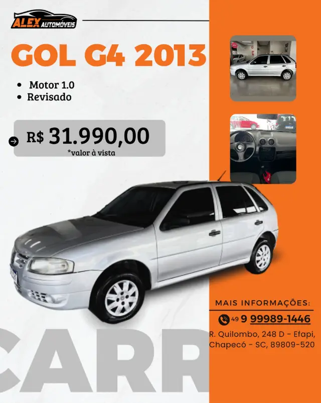 Carro Volkswagen Gol 2013 1.0 8V (G4)(Flex)2p