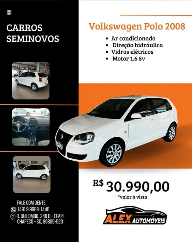 Carro Volkswagen Polo 2008 Hatch. 1.6 8V (Flex)