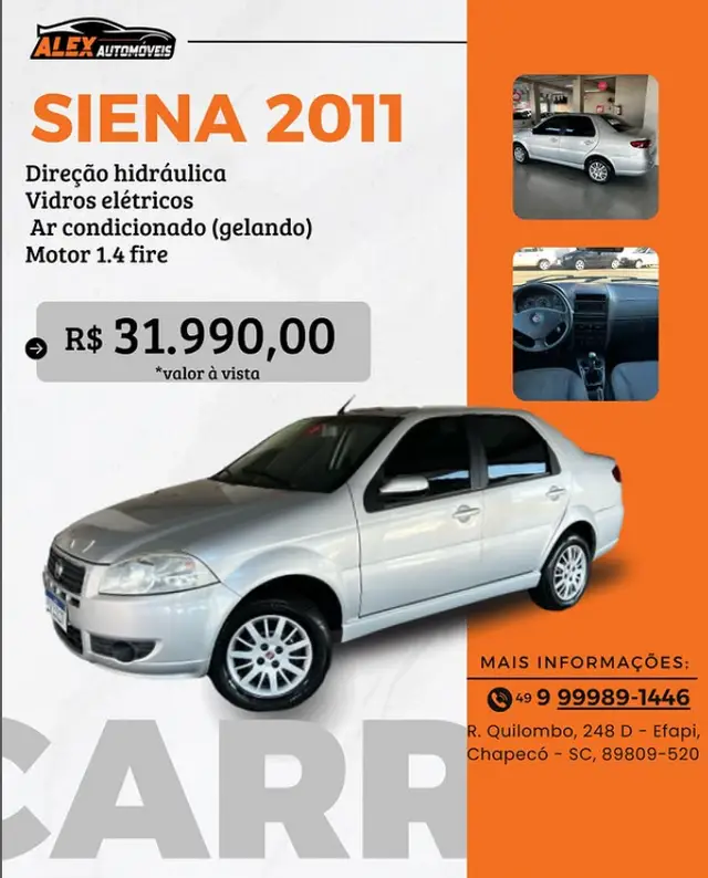 Carro Fiat Siena 2011 Fire 1.0 8V (Flex)