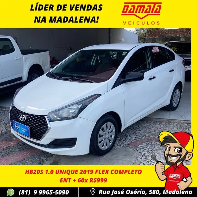 Carro Hyundai HB20S 2019 1.0 Unique (Flex)