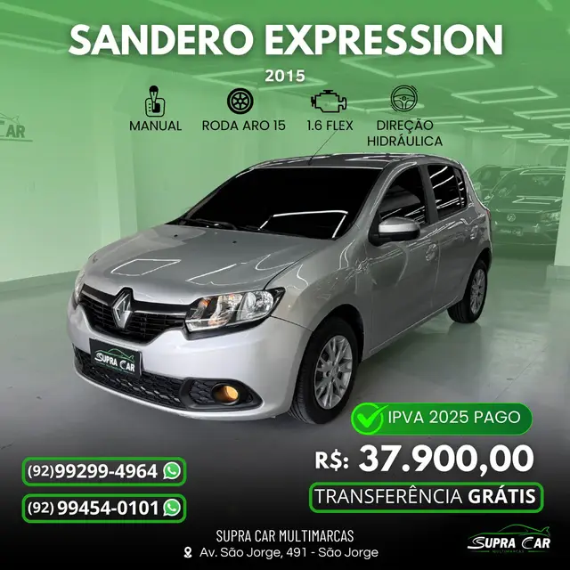 Carro Renault Sandero 2015 Expression 1.6 8V